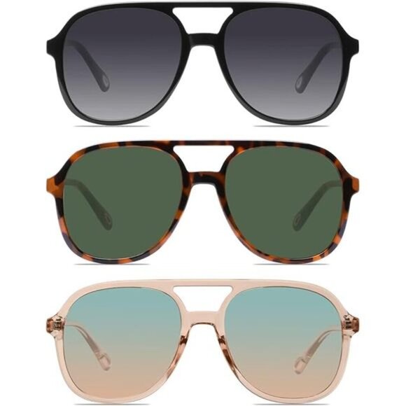 Retro Square Aviator Sunglasses Vintage 70s Double Bridge Sun Glasses main image 5